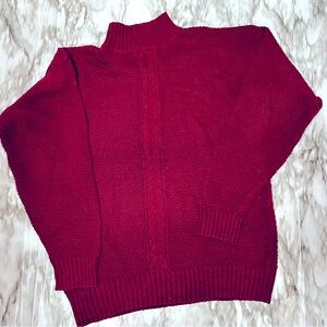 Winter Silks White Pine Women Sz XL Dark Red Silk Blend Funnel Necklace Sweater